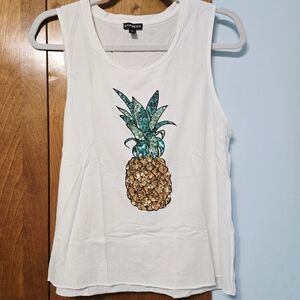 Express White Pineapple Graphic Tank Top